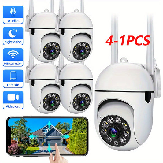 1/2/3/4pcs Outdoor Wireless IP Video Surveillance Camera, 1080P 2.4G WiFi Security Protection Monitor, Night Vision, APP Remote