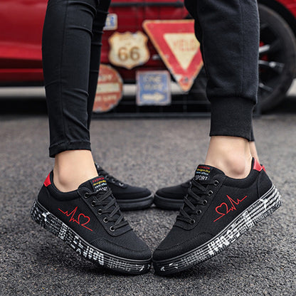 Black colour love print shoes