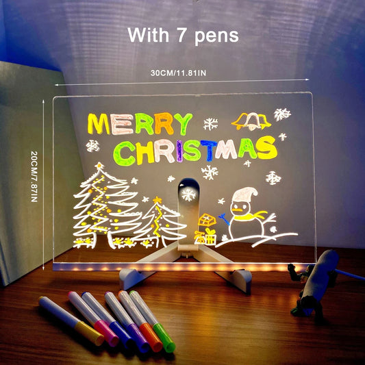 Personalized LED Lamp Acrylic Message Note Board Erasable USB Children‘s Drawing Board Bedroom Night Light Birthday Kids Gift