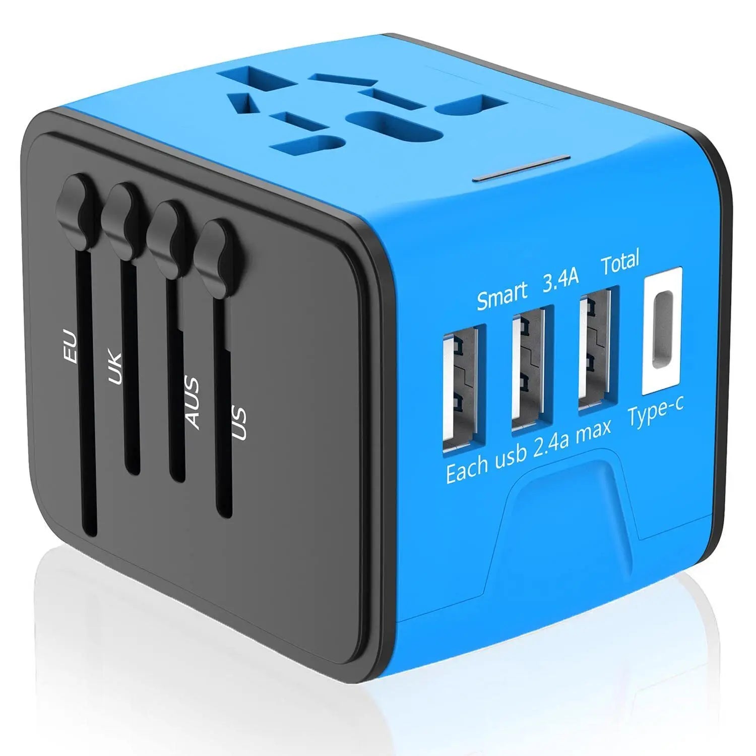 International Universal Travel Adapter 3 USB &Type-C Outlet Converter Plug Power Adapter Plug Charger
