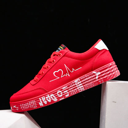 Red love print shoes