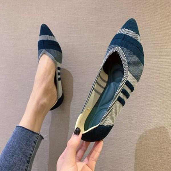NAN JIU MOUNTAIN 2023 Printing Women Shoes Flats Single Shoes Spring Autumn Knitted Pointed Shoes Flat Comfortable Plus Size 4399 - Beri Collection Beri and sons