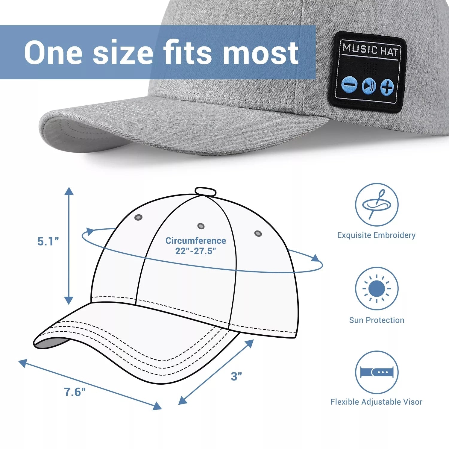 NOUVEAU chapeau avec haut-parleur Bluetooth réglable Bluetooth chapeau sans fil haut-parleur intelligent casquette pour Sport de plein air casquette de Baseball avec micro